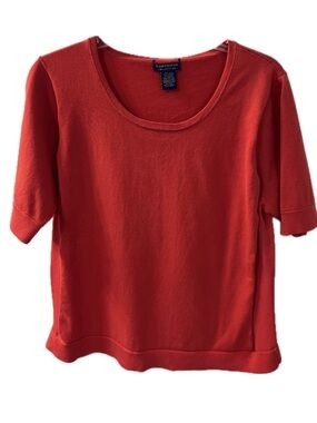 Doncaster Bright Coral-Red Short Sleeve Crewneck Top